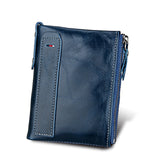 100% Genuine Leather Small Zipper Pocket Men Wallets