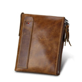 100% Genuine Leather Small Zipper Pocket Men Wallets