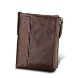 100% Genuine Leather Small Zipper Pocket Men Wallets