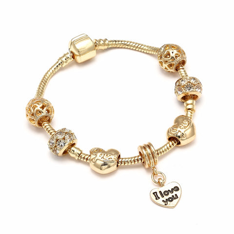 I LOVE YOU Gold-color Charm Woman Bracelets