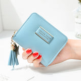 Solid Leather Tassel Small Woman Wallet