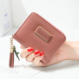 Solid Leather Tassel Small Woman Wallet