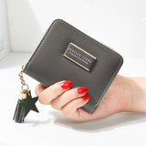 Solid Leather Tassel Small Woman Wallet