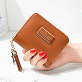 Solid Leather Tassel Small Woman Wallet