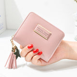 Solid Leather Tassel Small Woman Wallet